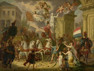 Allegorie des Triumphzugs des Prinzen von Oranien, des zukünftigen Königs Wilhelm II., als Held von Waterloo, 1815