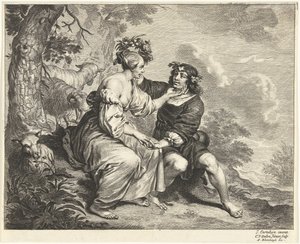 Hirte und Hirtin in Landschaft von Cornelis van Dalen (II)