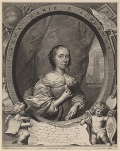 Anna Maria van Schurman von Cornelis van Dalen the Younger, after Cornelis Jonson