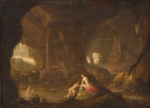 Badende Nymphen in einer Landschaft von Cornelis van Poelenburch