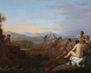 Satyrn spähen auf Nymphen von Cornelis van Poelenburch
