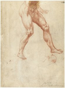 Studie des Unterkörpers eines laufenden männlichen Aktes von Cornelis van Poelenburch