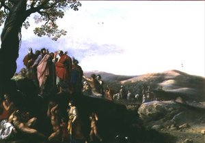 Moses schlägt Wasser aus den Felsen von Cornelis van Poelenburgh or Poelenburch