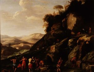 Bauern tanzen in einer Landschaft