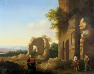 Die Abreise von Abraham und Isaak, 17. Jahrhundert von Cornelis van Poelenburgh or Poelenburch