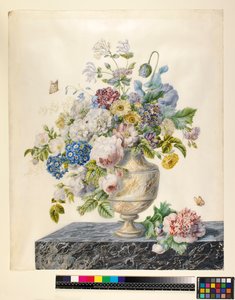 Eine Marmorvase mit gemischten Blumen auf einem Marmorsims, ca. 1800 von Cornelis van Spaendonck