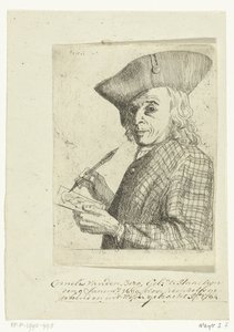 Selbstporträt mit Feder und Zeichnung von Cornelis van den Berg