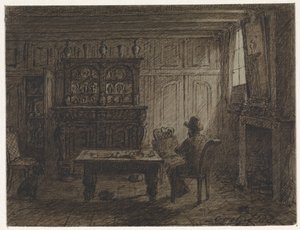 Mann sitzend in einem Zimmer von Cornelis van der Griendt