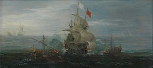 Ein französisches Schiff und Barbarenpiraten, ca. 1615