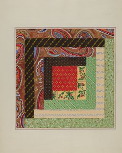 Blockhütten-Quilt-Quadrat von Cornelius Christoffels and Margaret Linsley