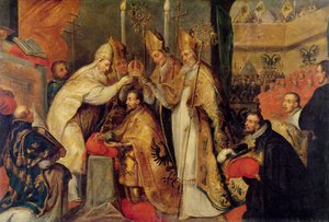 Die Krönung von Karl V. (1500-58) Heiliges Römisches Reich von Cornelius I Schut