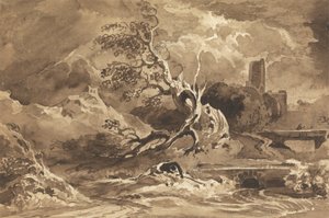 Ein vom Blitz getroffener Baum von Cornelius Varley