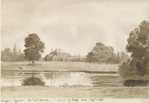 Somerford Hall: Sepia-Zeichnung von Cornelius Varley