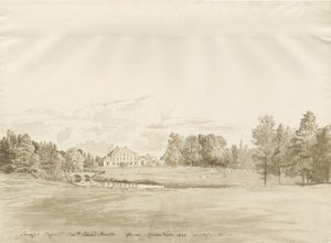 Somerford Hall: Sepia-Zeichnung von Cornelius Varley