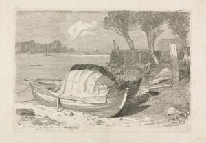 Zwei gestrandete Fischerboote von Cornelius Varley