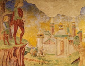 Triumph der Ceres, Szene aus dem Monat August, zugeschrieben Cosimo Tura und Meister von Ercole, Fresko, Nordwand, Halle der Monate, Palazzo Schifanoia, Ferrara, Detail, Italien, ca. 1470