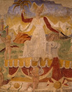Triumph der Ceres, Szene aus dem Monat August, zugeschrieben Cosimo Tura (circa 1430-1495) und Meister von Ercole, Fresko, Nordwand, Halle der Monate, Palazzo Schifanoia (Palast der Freude), Ferrara, Detail, Italien, circa 1470