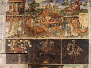 Triumph von Jupiter und Kybele und Zeichen des Löwen, Szenen aus dem Monat Juli