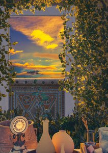 Goldene Stunde Fensterausblick