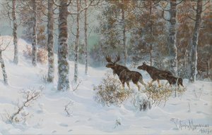 Winterlandschaft mit Elchen, 1907