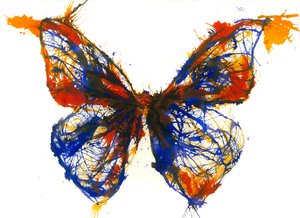 Blauer & orangefarbener Schmetterling, 2021 von Courtenay Kusitor