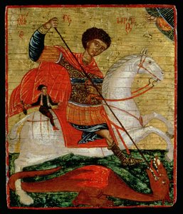 Ikone des Heiligen Georg und des Drachen (Goldblatt und Tempera auf Holztafel)