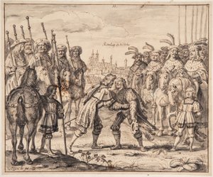 Christian I. trifft Prinz Maximilian in Rothenburg ob der Tauber im Jahr 1474 von Crispijn de Passe