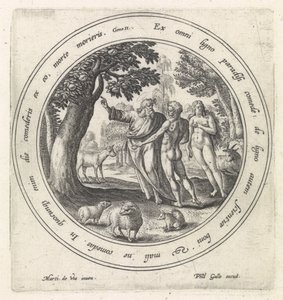 Die Versuchung von Adam und Eva im Paradies