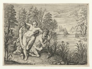 Nessus setzt Deïanira über den Fluss von Crispijn van de Passe (II) (possibly)
