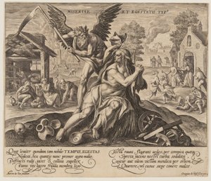 Miseriae est Egestatis Typus, aus Zeit mit Tugenden und Lastern von Crispijn van de Passe I