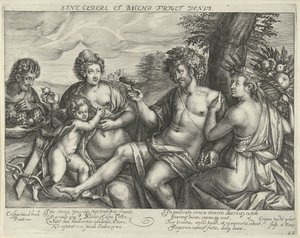Bacchus, Venus und Ceres in einer Landschaft von Crispijn van den Queborn