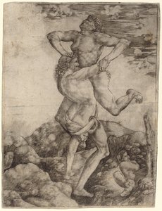 Herkules und Antäus von Cristofano Robetta, after Antonio del Pollaiuolo