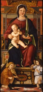 Die Jungfrau und das Kind auf dem Thron mit zwei musizierenden Engeln, 1508-1510