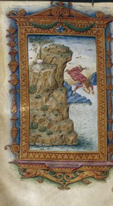 Sappho stürzt sich ins Meer, Illustration für Die Heroiden von Ovid, 1485-1499