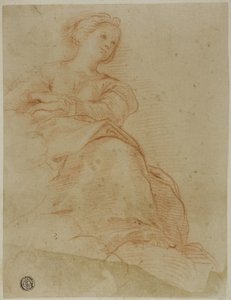 Frau auf Wolken sitzend
