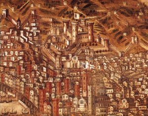 Ansicht von Genua und seiner Burg (Detail)