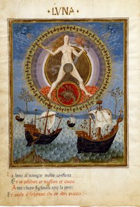 Mond mit dem Sternzeichen Krebs. Boote während der steigenden Flut von Cristoforo De Predis