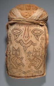 Falscher Kopf für Bestattungsbündel oder Mumienmaske, 200-100 v. Chr. von Culture Paracas