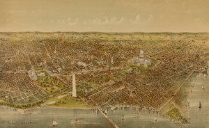 Stadt Washington (Vogelperspektive vom Potomac nach Norden)