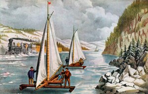 Eisbootrennen auf dem Hudson River, 19. Jahrhundert von Currier and Ives