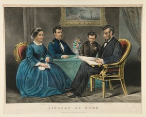 Lincoln zu Hause von Currier and Ives