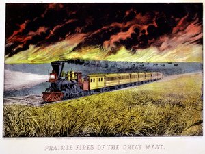 Präriebrände des großen Westens, USA, 1871 von Currier and Ives