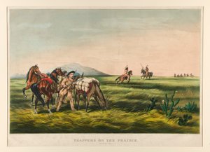 Fallensteller auf der Prärie / Frieden oder Krieg? von Currier and Ives