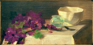 Stillleben mit Anemonen, Glasvase und Porzellanschale von Curt Herrmann