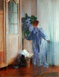 Die Frau des Malers am Fenster von Curt Herrmann