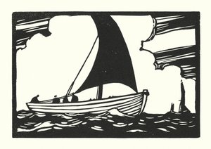 Fischerboote und Lastkähne: Deal Galley Punt (Holzschnitt) von Cyril A. Wilkinson