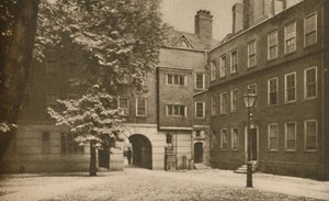 Kopfsteinpflaster des ruhigen anderen Hofes im Staple Inn in Holborn, ca. 1935