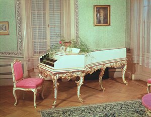 Raum mit dem von Mozart in Prag benutzten Cembalo