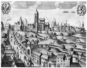 Ansicht von Prag mit dem Kaiserpalast und dem Theologischen Kolleg, ca. 1618 von Czech School