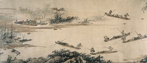 Fischer an einem Herbstfluss, Ming-Dynastie, 15. Jahrhundert von Dai Jin